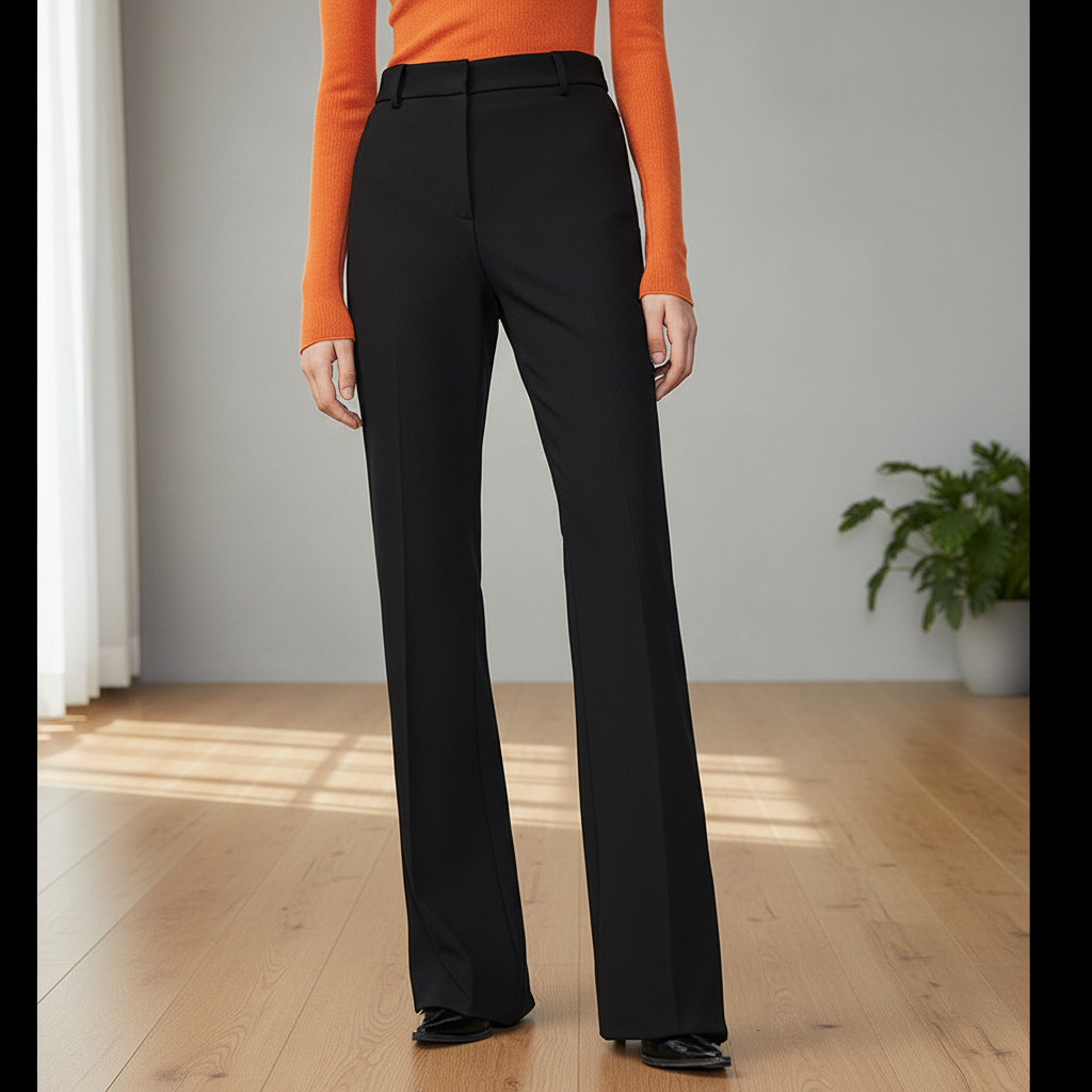 复古高弹阔腿裤秋冬新款职业装高腰显瘦女士西装裤黑色长裤微喇叭