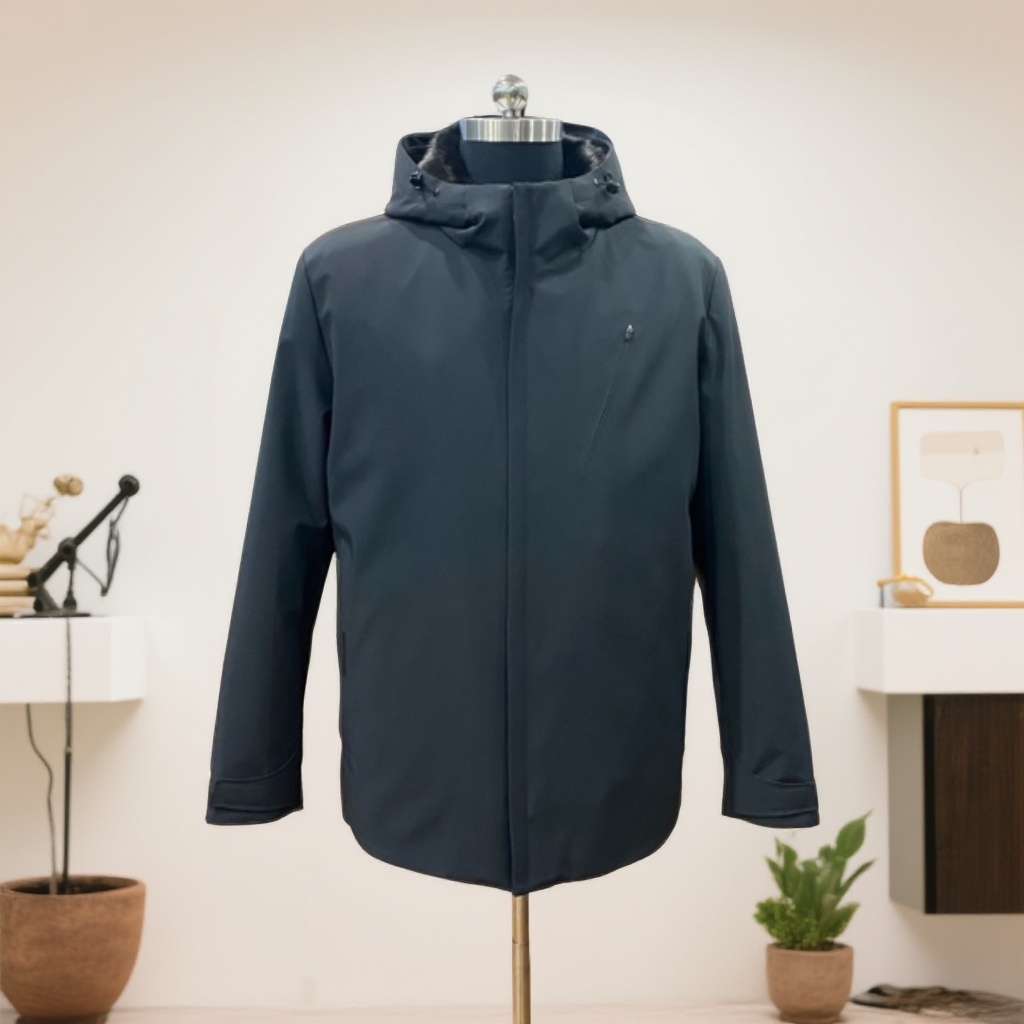 《HANGE》77090男士冬季休闲商鸟貂绒貂胆连帽活里活面保暖（兔毛袖）