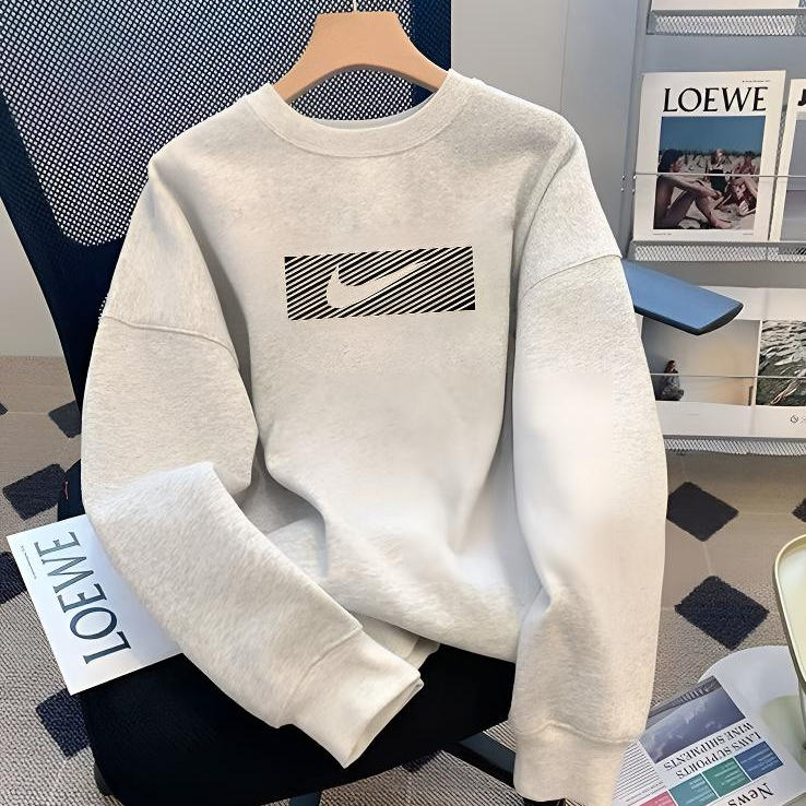 印花圆领男士秋冬加厚卫衣潮流韩版秋冬男士卫衣宽松2025新款保暖