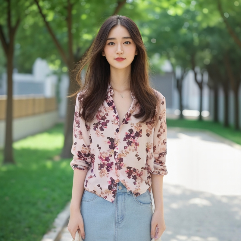 春夏港风气质设计感碎花小衫女人味显白显瘦长袖衬衫女LK2501591