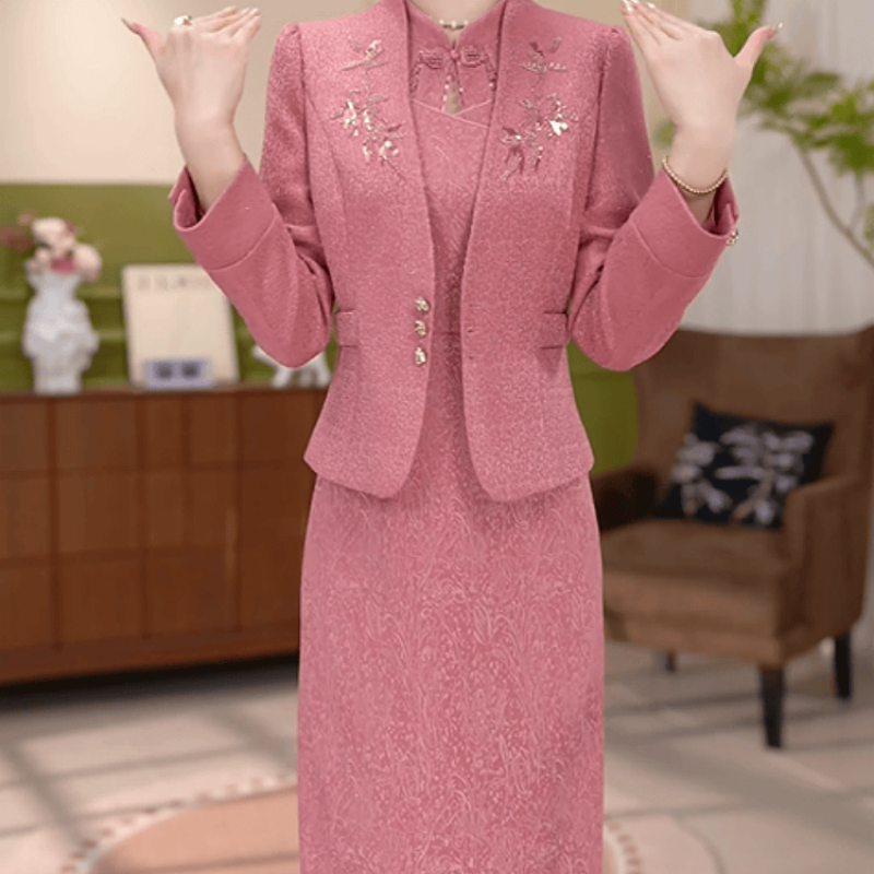 B170【外套+连衣裙】2025秋季新款优雅气质收腰显瘦高级感套装裙