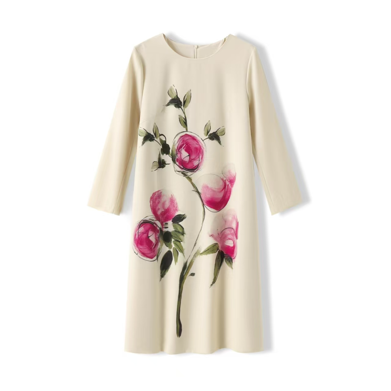 新款秋款中长款长袖印花连衣裙时尚流行爆款959