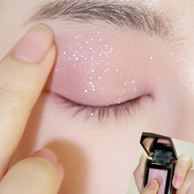 藕调灰粉巨消肿！灰粉眼影水晶粉单色爆闪珠光多用膏底色眼影裸妆