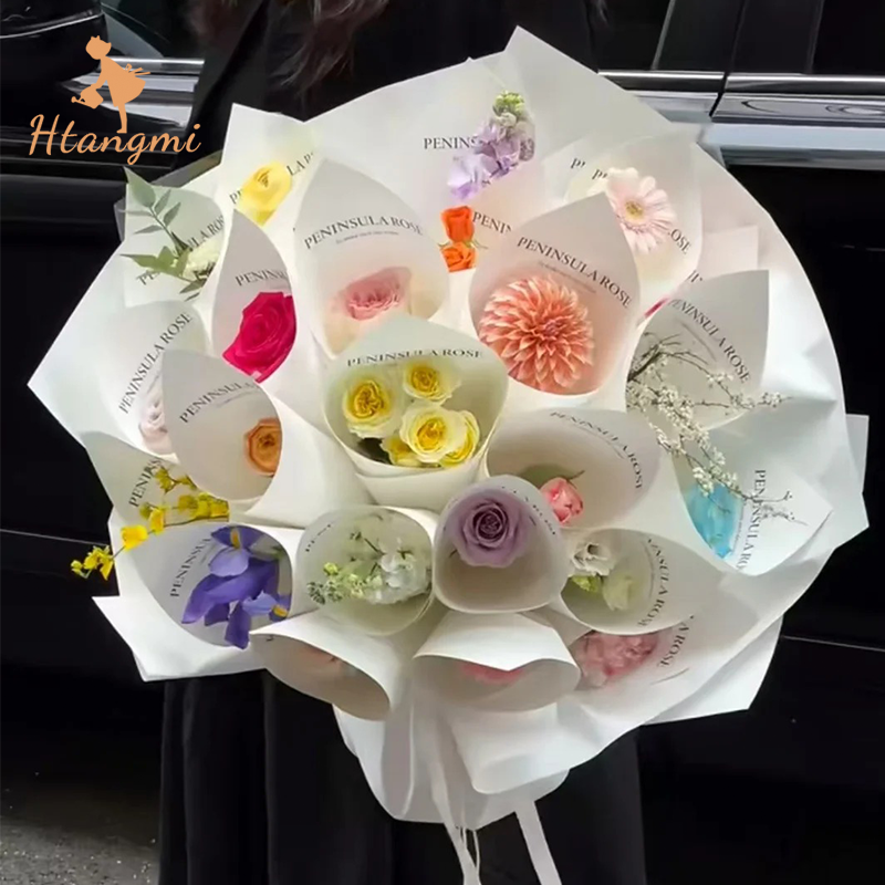 【汉唐美】一岁一花尖角花束包装材料ins简约网红纸白色花艺包花纸