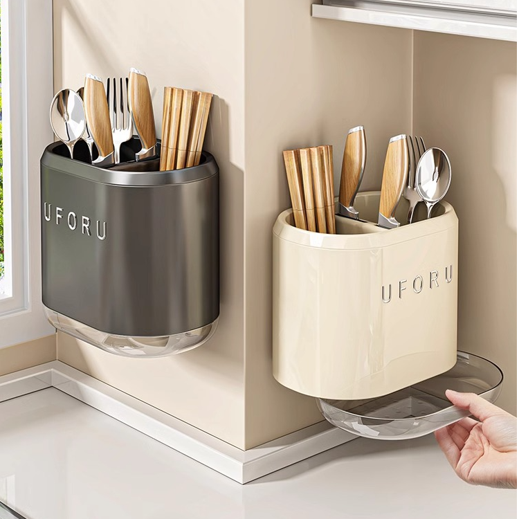 优勤筷子收纳盒新款厨房壁挂式筷子筒勺子餐具刀具置物架沥水筷笼