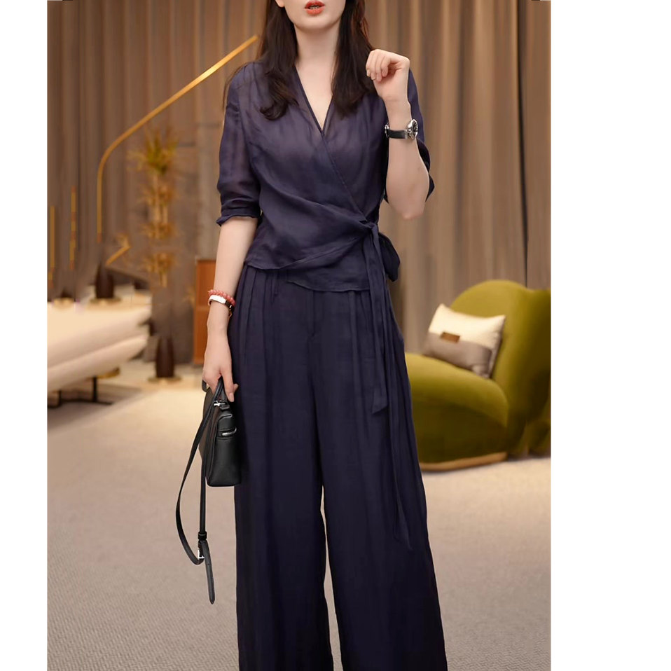 高级感时尚韩版休闲套装女2025秋季新款轻奢显瘦减龄上衣+长裤