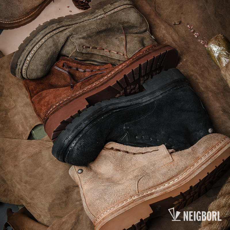 【末日】NEIGBORL钊叔制做旧水洗真马皮重工厚底休闲百搭中筒马丁靴
