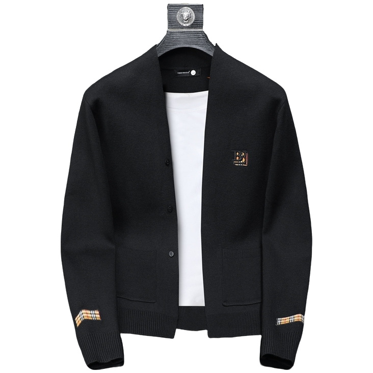 顿奇摩费涅潮牌简约格子针织毛衣外套男士韩版修身个性不起球开衫