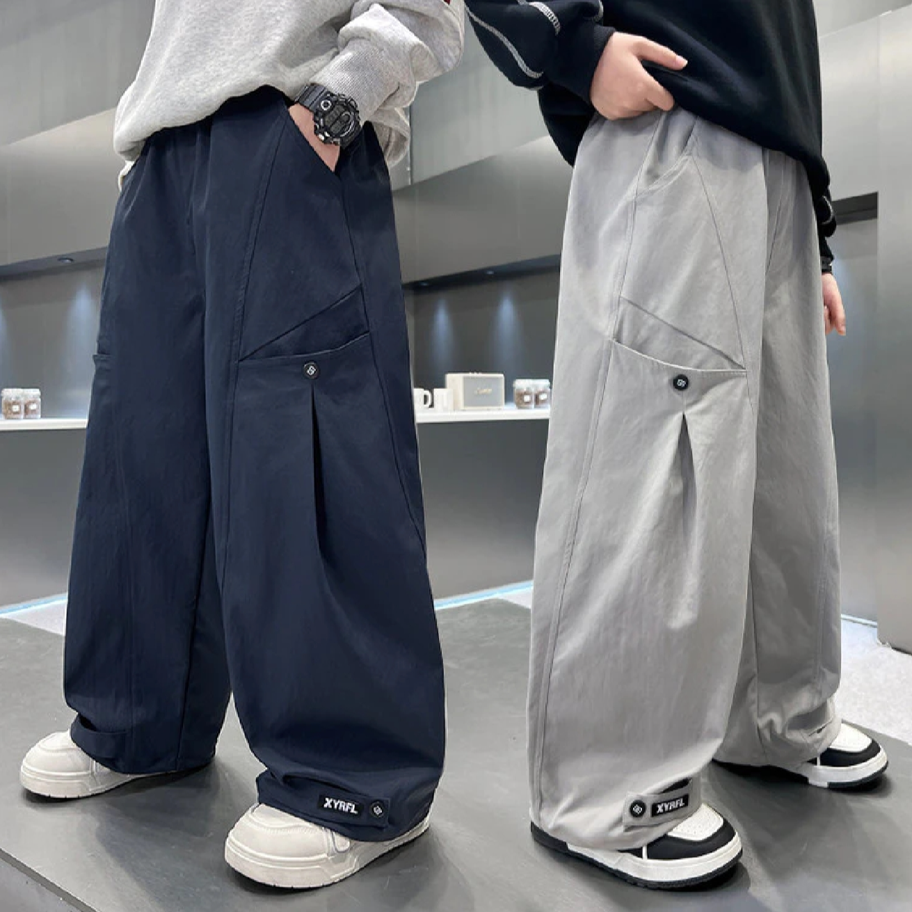 男童工装裤秋季新款2025潮款中大童男孩春秋时尚宽松休闲洋气长裤