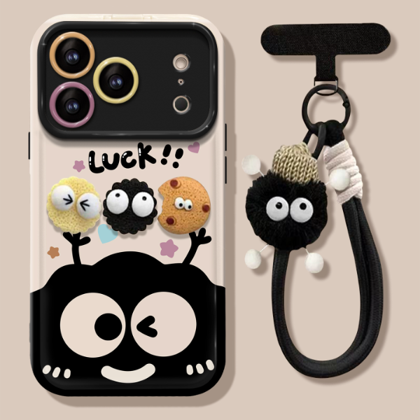 煤球公仔适用苹果17华为vivo/oppo小米iPhone视窗翻盖镜子手机壳