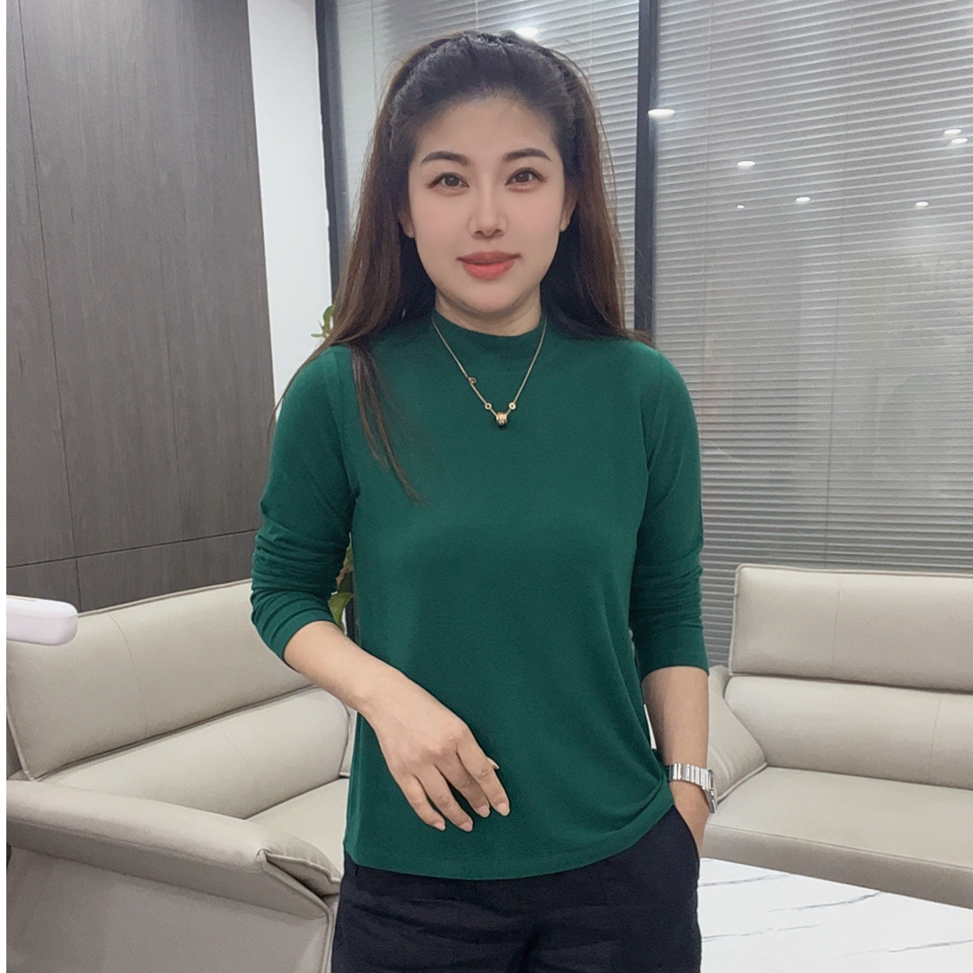 怡特美【蛋白绒立领长袖】秋上新原纱防螨轻柔舒适百搭立领T恤5212