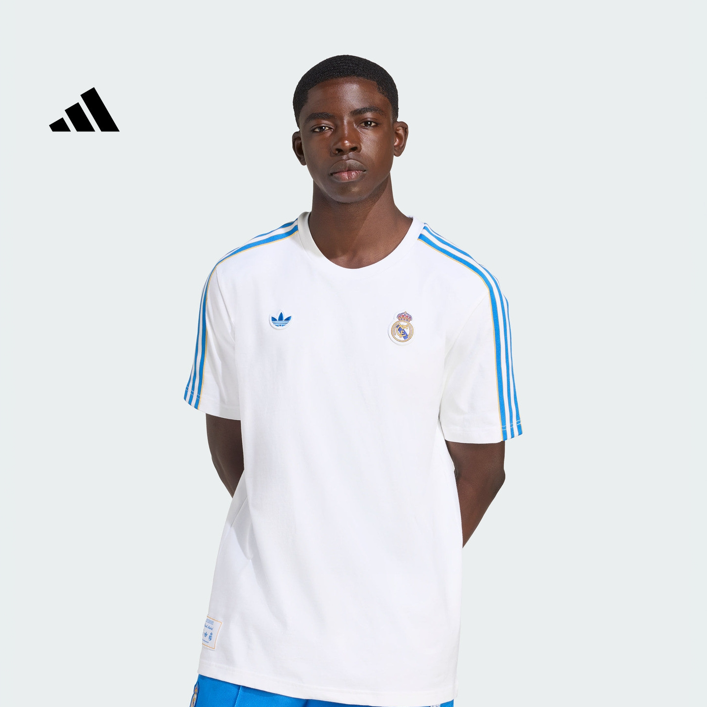 Adidas阿迪达斯【官方正品】皇家马德里足球休闲纯棉短袖T恤JN3064