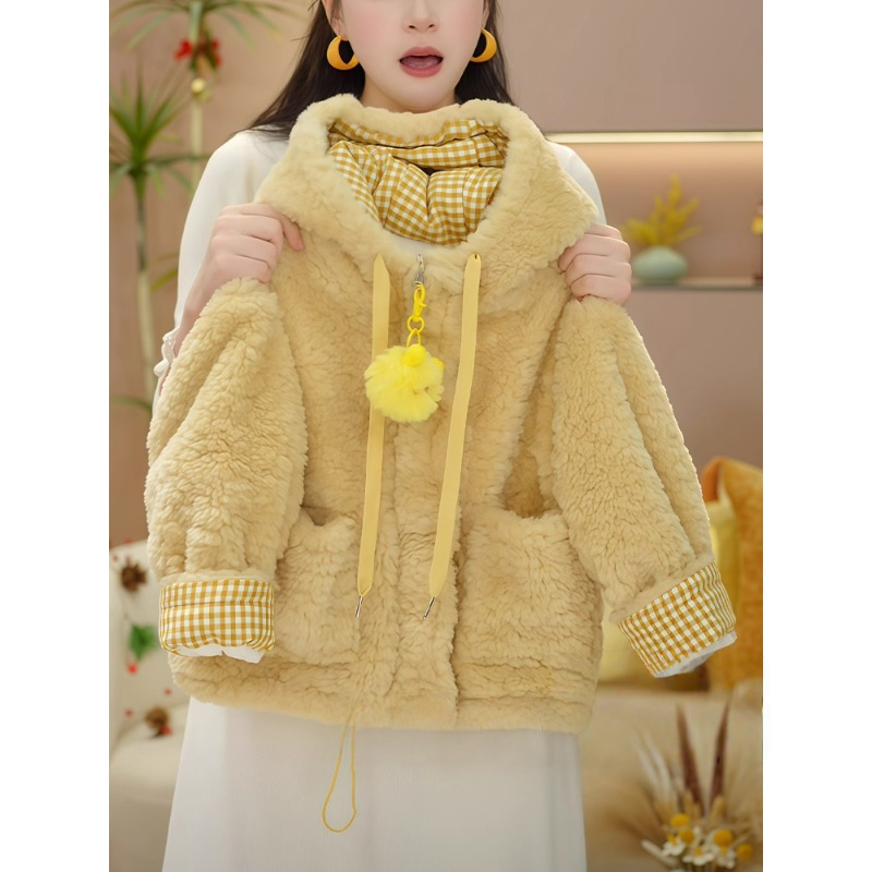 女童外套冬装2025新款洋气儿童加绒加厚羊羔绒冬季毛毛衣保暖上衣