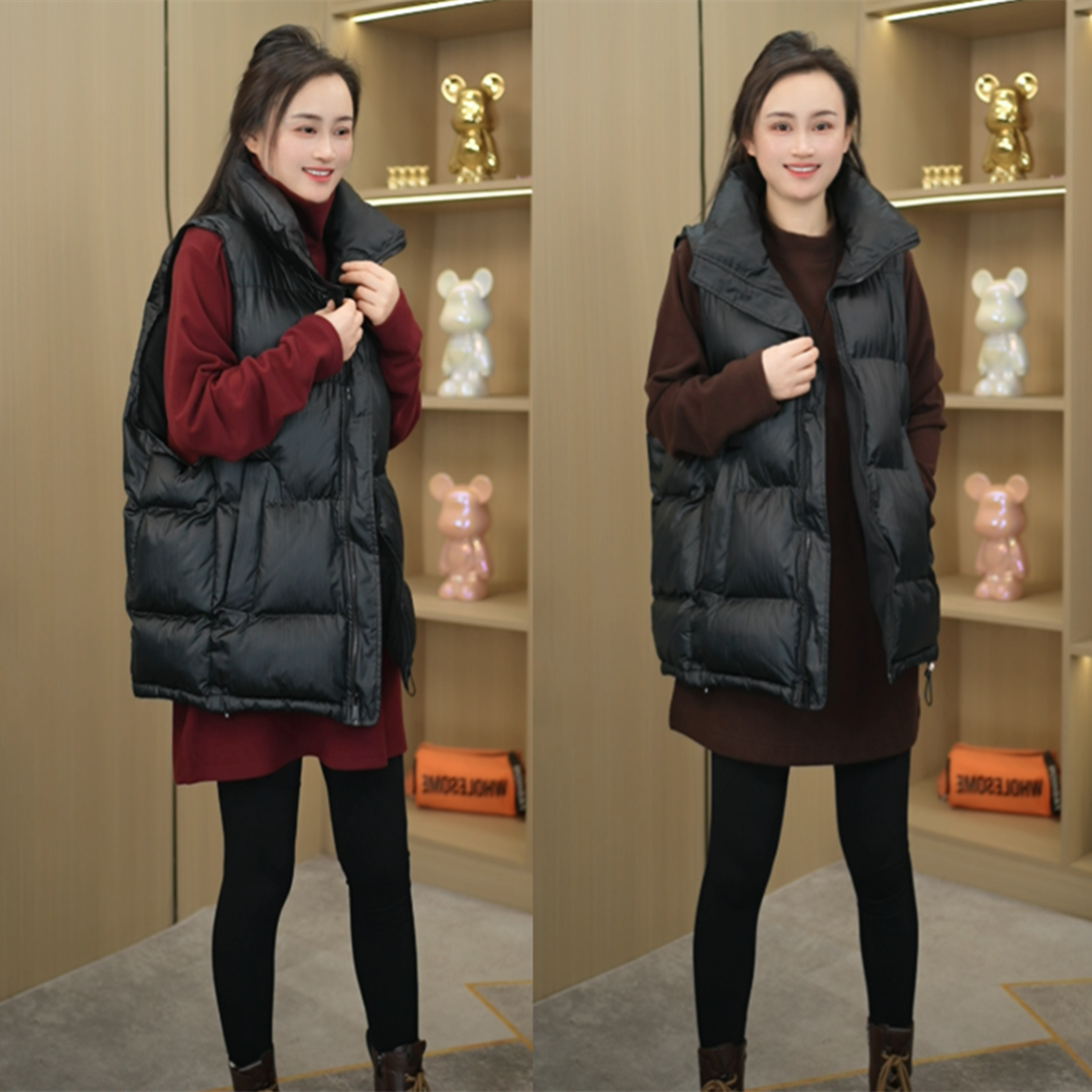 优等品冬季新款  立领棉服中长款马甲时尚宽松百搭保暖女外套坎肩