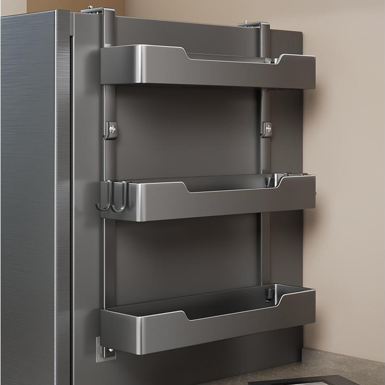 冰箱侧收纳置物架厨房多功能储物神器壁挂多层调味料保鲜膜收纳架