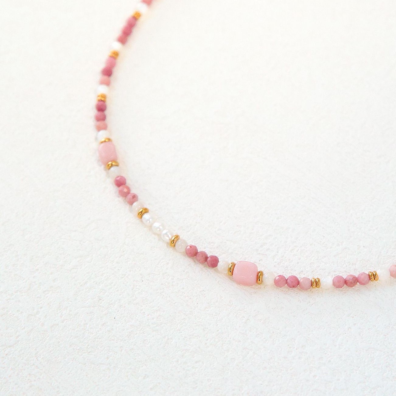 【野蔷薇】小众设计百搭气质首饰女款粉色珍珠红纹石项链SGS0057