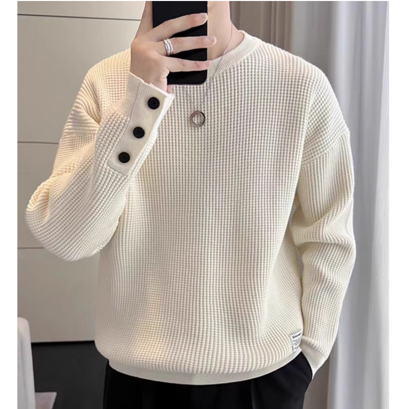 ECLONIAFON/埃卢涅芬华夫格卫衣男士春秋季长袖T恤打底衫休闲百搭
