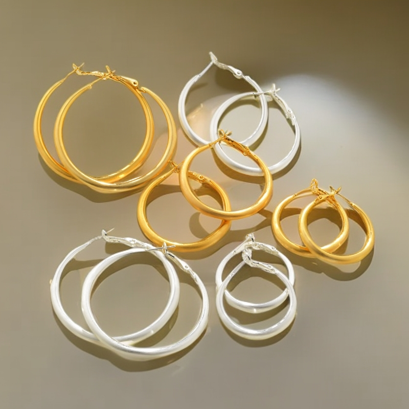 铜合金耳饰 鼎溢欧美夸张圆圈耳环高级感个性拉丝轻奢耳饰大圈yh
