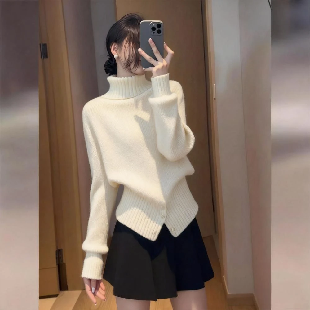 秋冬新款高领软糯保暖毛衣女慵懒风高级感内搭洋气减龄针织衫上衣