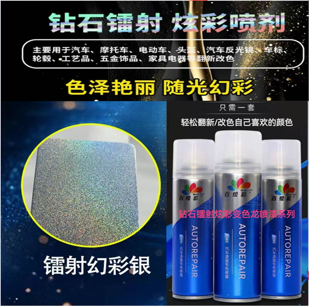 七彩镭射炫彩喷剂多彩渐变色手喷漆汽车头盔电动车轮毂改色自喷漆