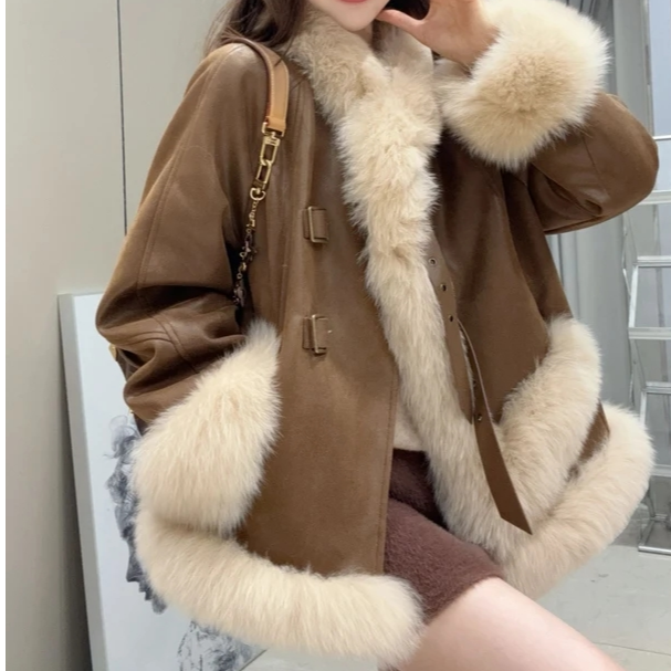 秋冬必备【白鸭绒内胆】2025新款千金风麂皮绒+羽绒外套女