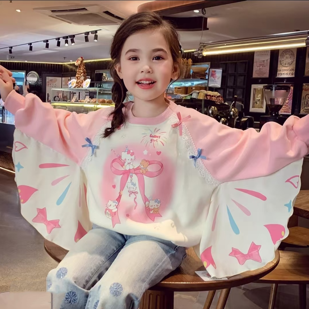 女童卫衣2025春秋童装长袖韩版新款儿童洋气圆领上衣通