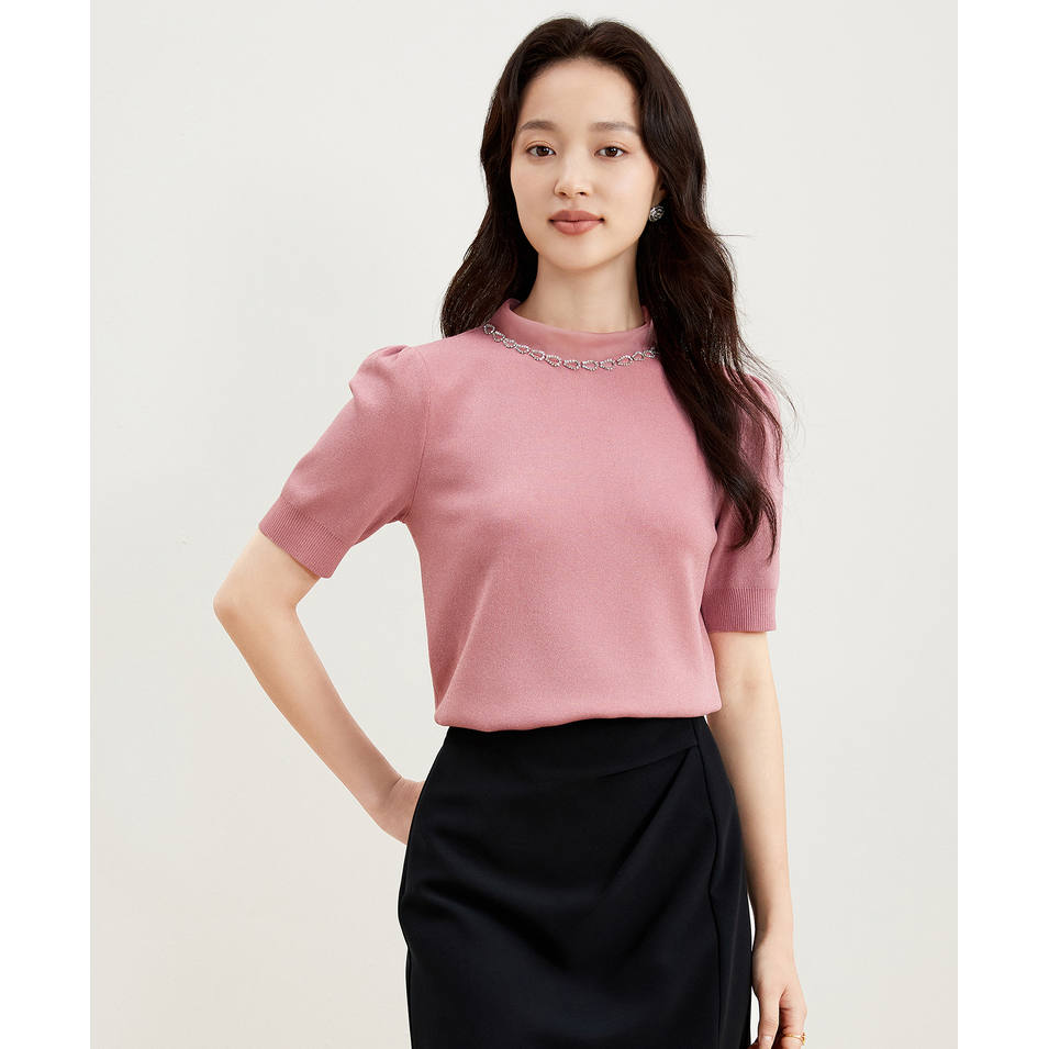 【珂莱蒂尔Koradior】时尚冰丝休闲新款气质显瘦上衣女KZ03060