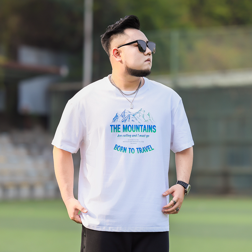 大码男装宽松型纯棉T恤经典百搭休闲加大圆领潮流短袖PB520805