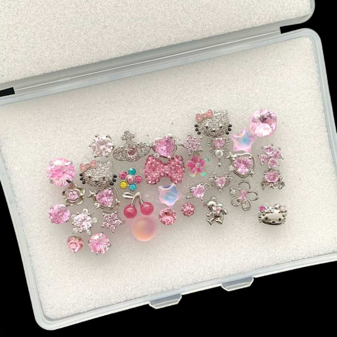 钛钢耳饰 粉红泡泡RINGRING商店钛钢耳钉耳骨钉耳蜗钉粉色耳饰