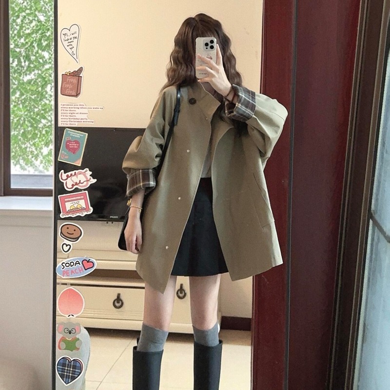 卡其色短款风衣外套女2025新款巨好看的今年流行爆款小个子高级感
