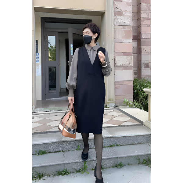 红人上新洋气纯色马甲裙女2025春季新款宽松显瘦设计感中长款裙子