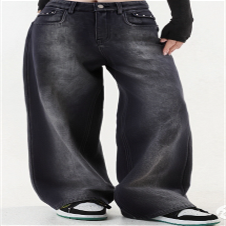百搭时尚加绒宽松牛仔裤85033