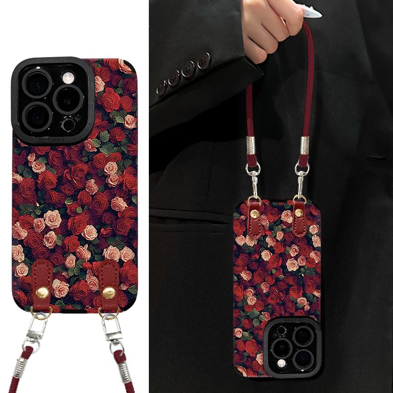 满屏玫瑰适用苹果16promax手机壳iphone17pro时尚复古15plus防摔