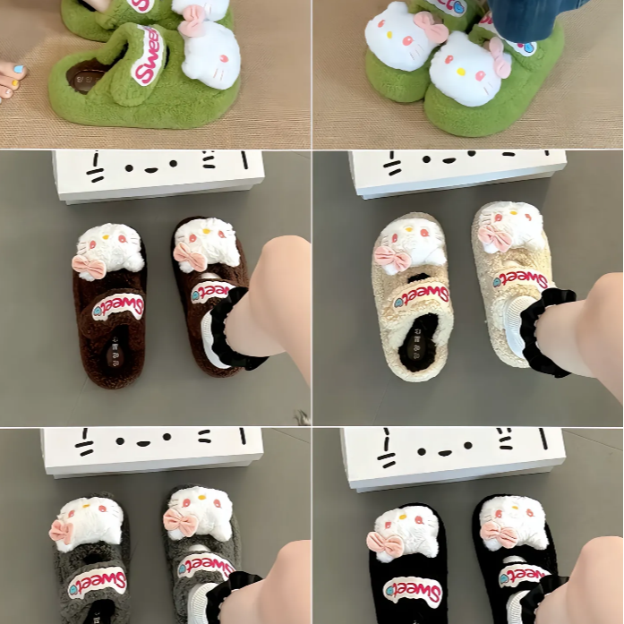 卡通休闲厚底保暖2025秋冬新款可爱毛毛鞋女外穿百搭舒适棉拖鞋