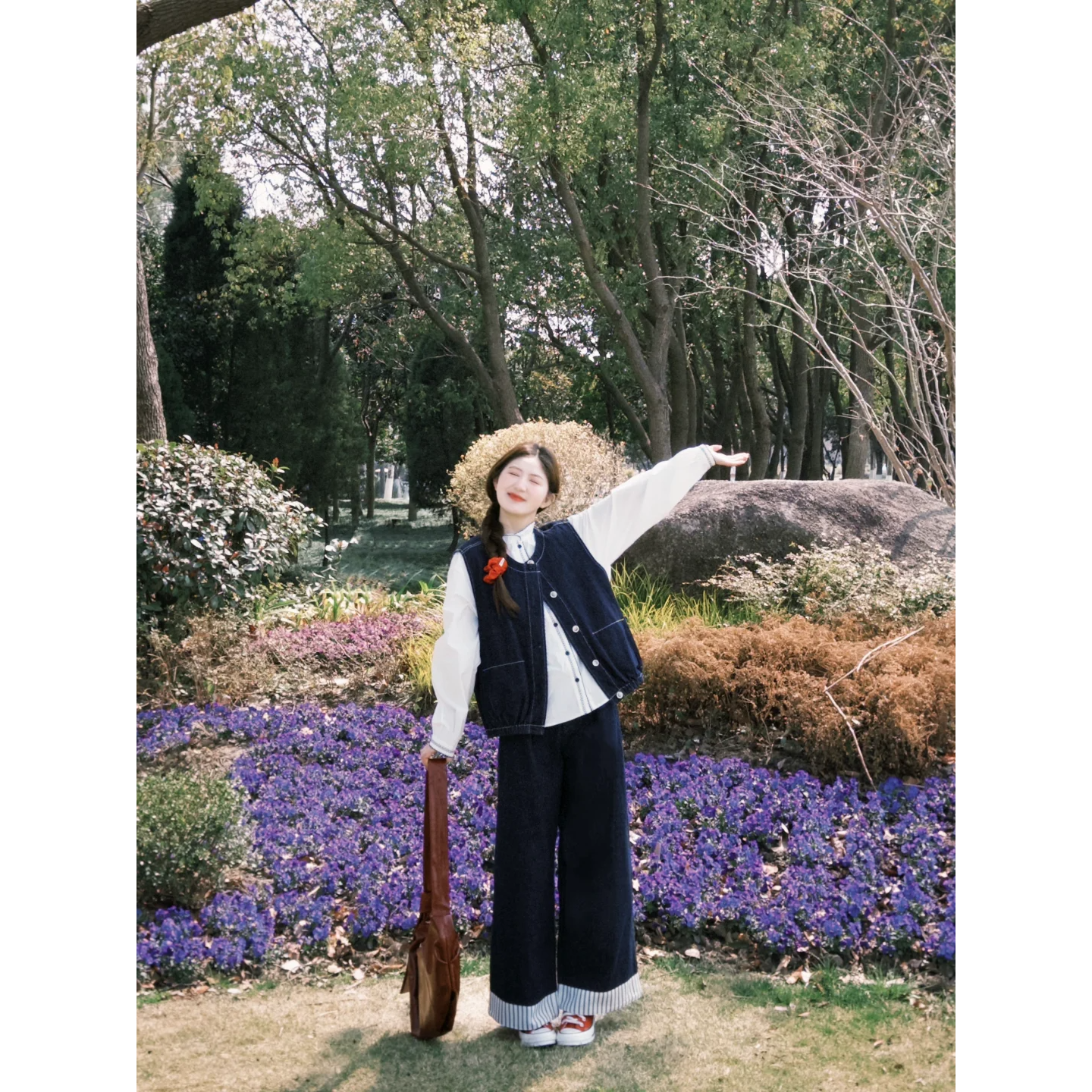 2025春季新款韩系穿搭高级感衬衫牛仔马甲叠穿搭配牛仔裤三件套女