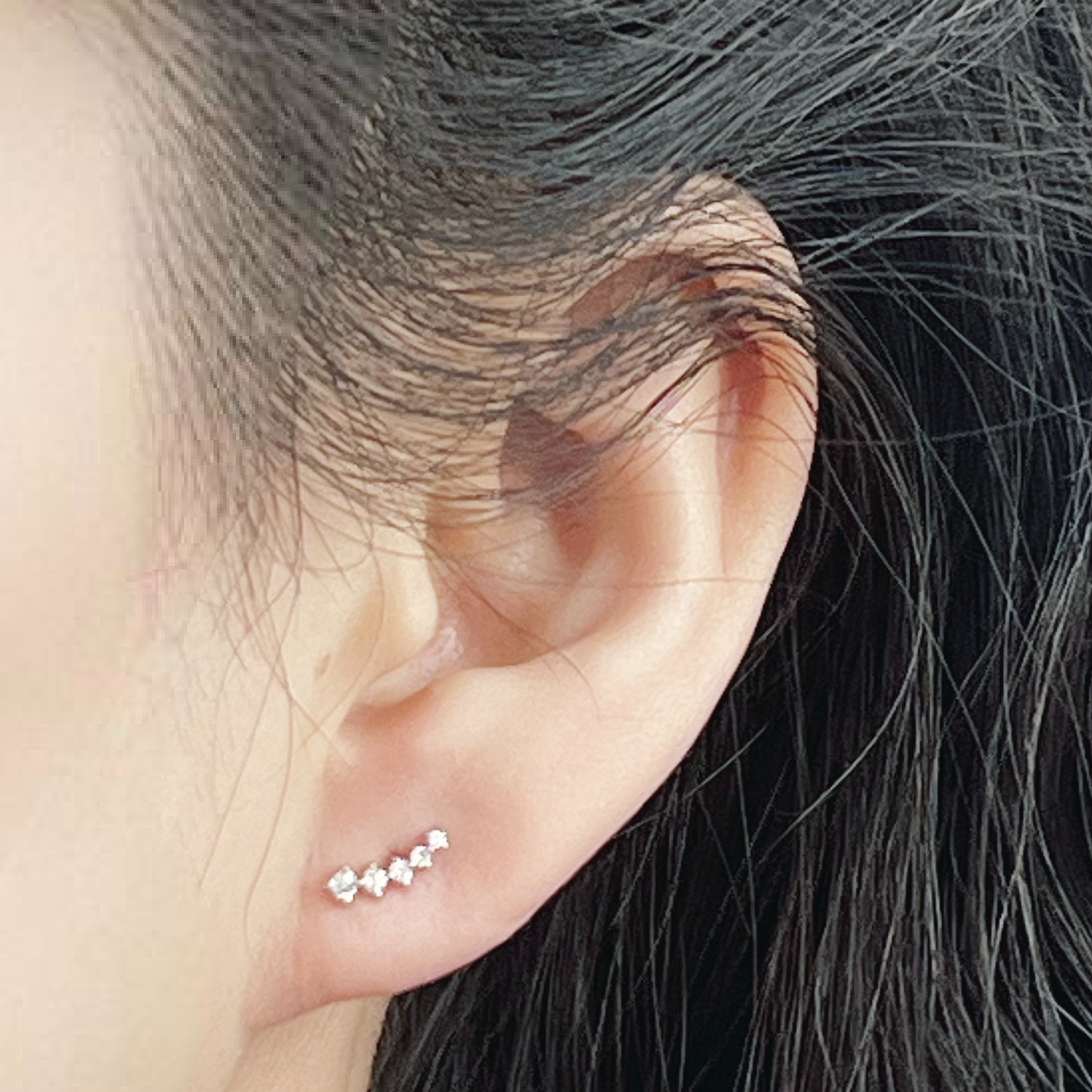 18K金钻石耳钉小彗星耳钉一款多戴精致百搭嘴角笑脸 天然南非真钻