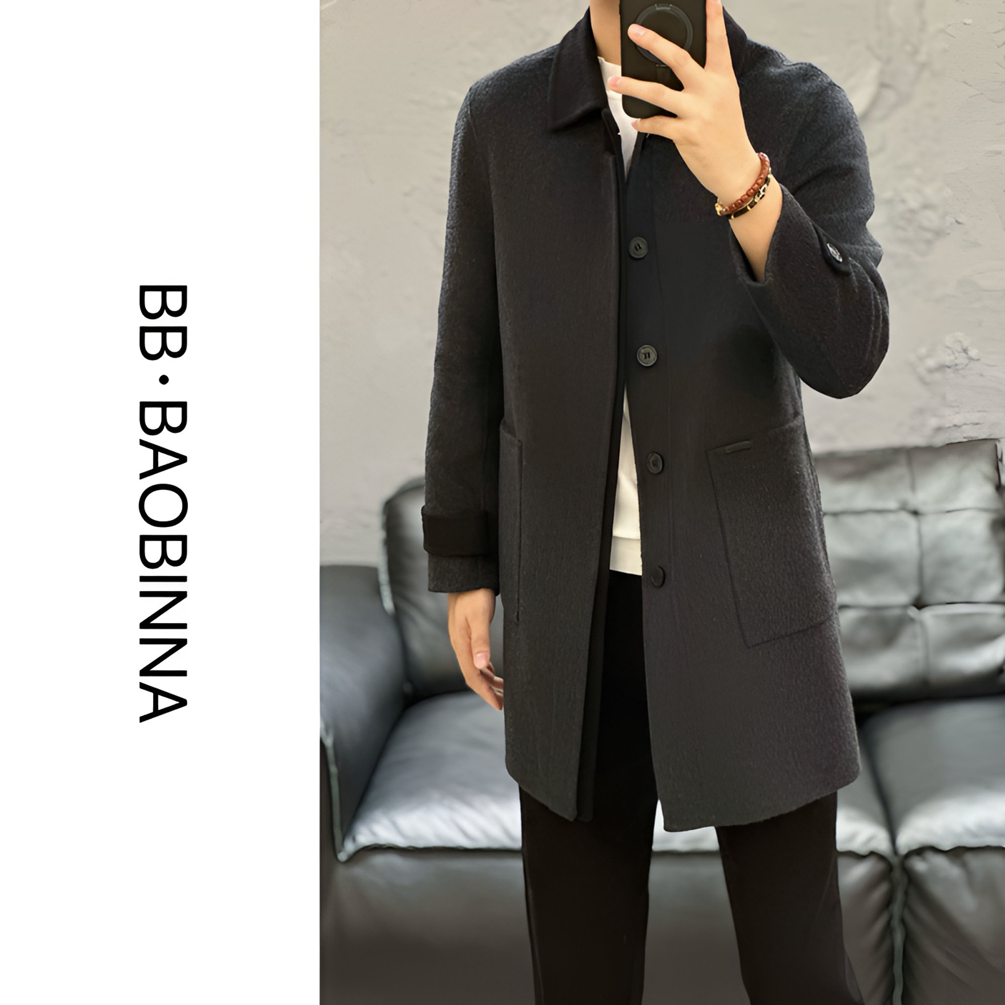 小野· 男装 | 男士轻奢高订中长款绵羊毛混纺大衣25153