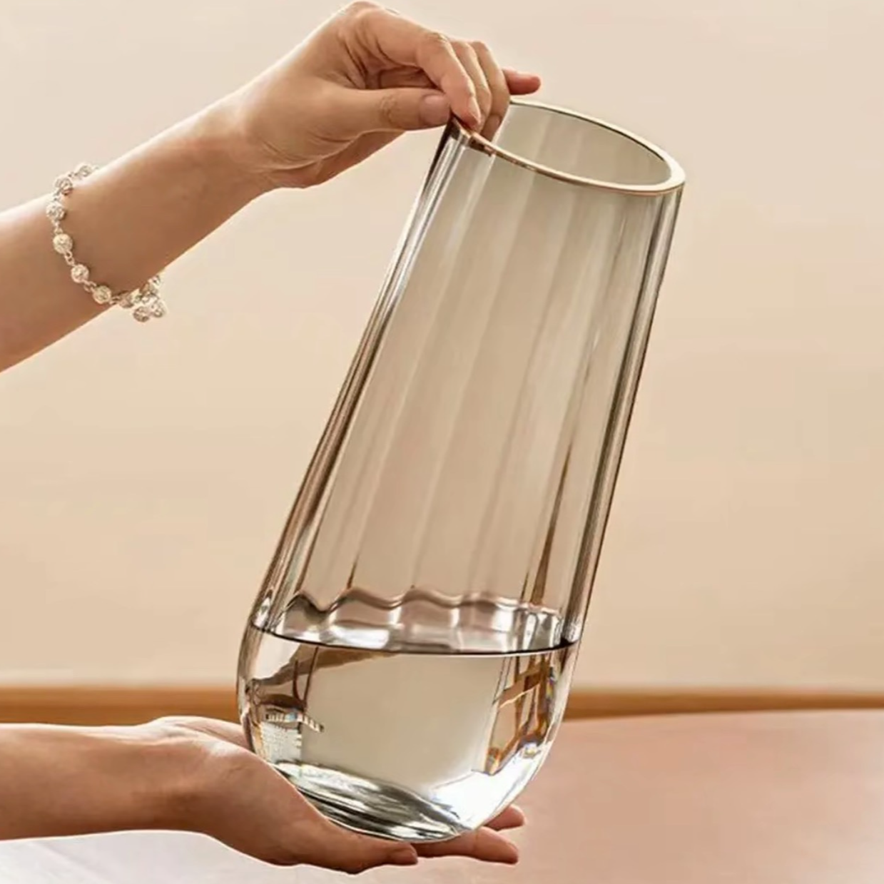 网红鲜花专用水养花瓶x轻奢透明客厅插花摆件玻璃水培玫瑰高级感