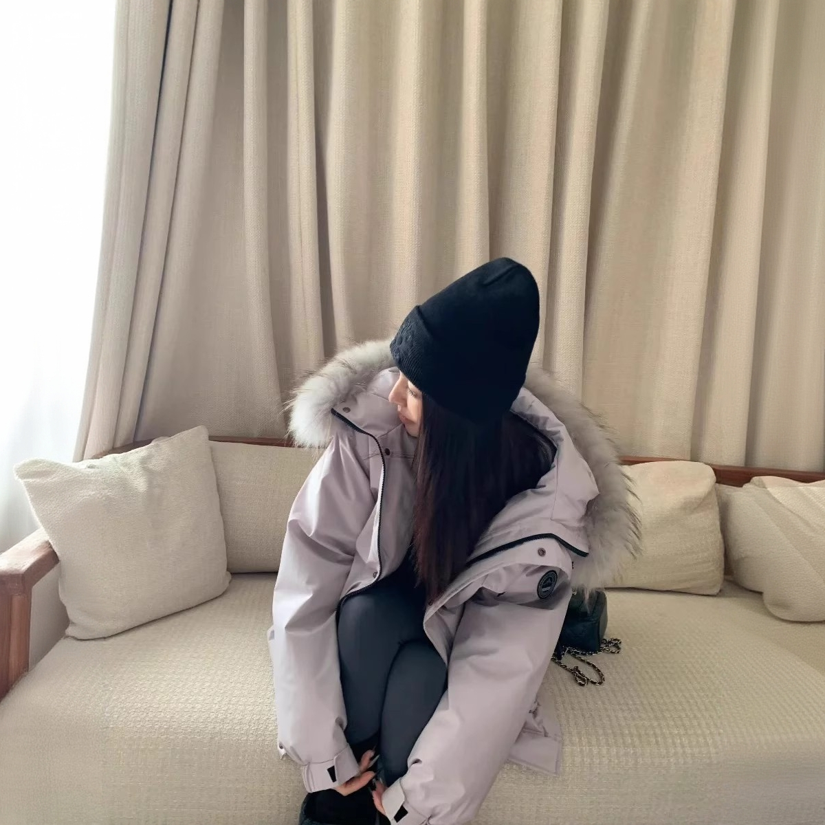 25冬季韩国户外工装派克羽绒棉服女中长款大毛领加厚宽松棉衣外套