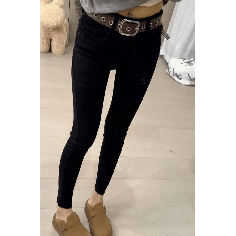 大码黑色小脚牛仔裤女秋冬加绒高腰弹力紧身显瘦小个子九分铅笔裤