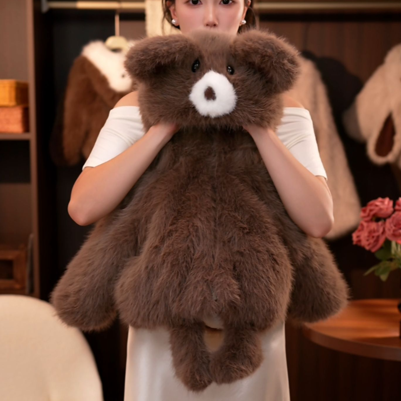 DUOLIQIAN/朵立茜小熊毛绒外套2025冬款设计师原创男女款加绒加厚