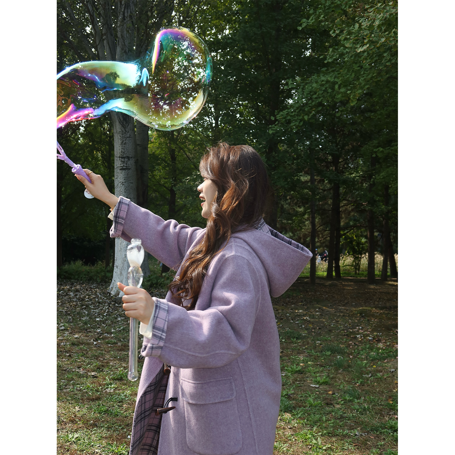 裂渡宣宣【落日粉黛】连帽绵羊毛双面呢女冬气质保暖大衣ZY509R06