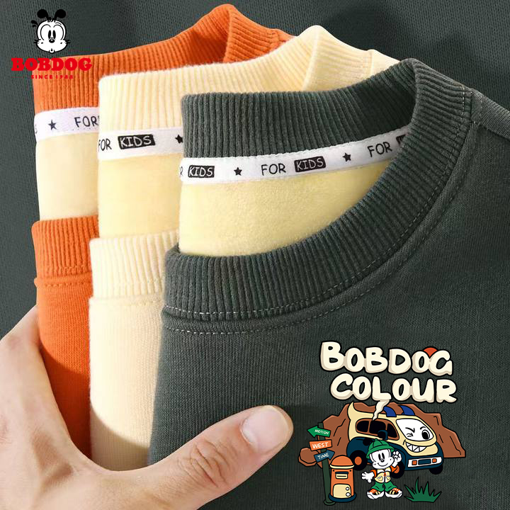 巴布豆卡乐男童秋冬加绒卫衣2026新款中大童保暖衣服儿童冬装上衣