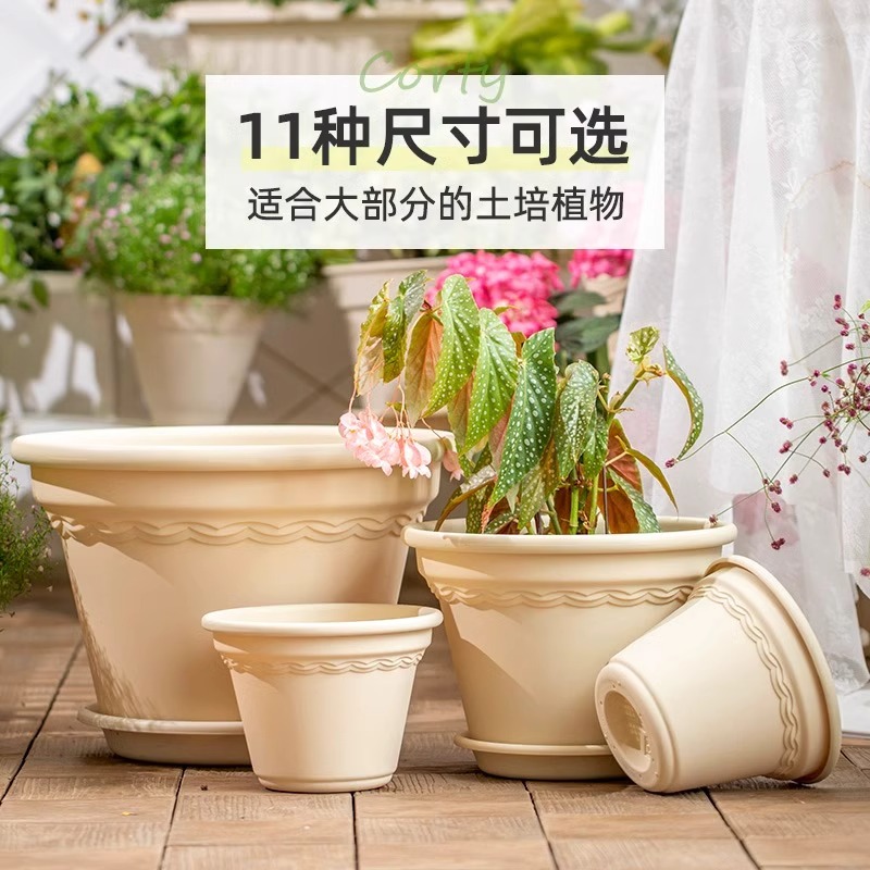 【3只装】爱丽思花盆加厚树脂花盆托绿萝多肉绣球月季球根盆爱丽丝