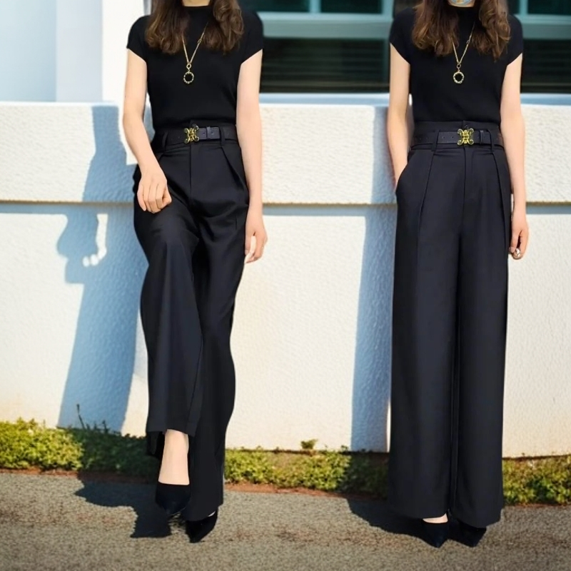 【送腰带】秋冬厚款高档阔腿裤女西裤时尚气质休闲修身显瘦垂感长裤
