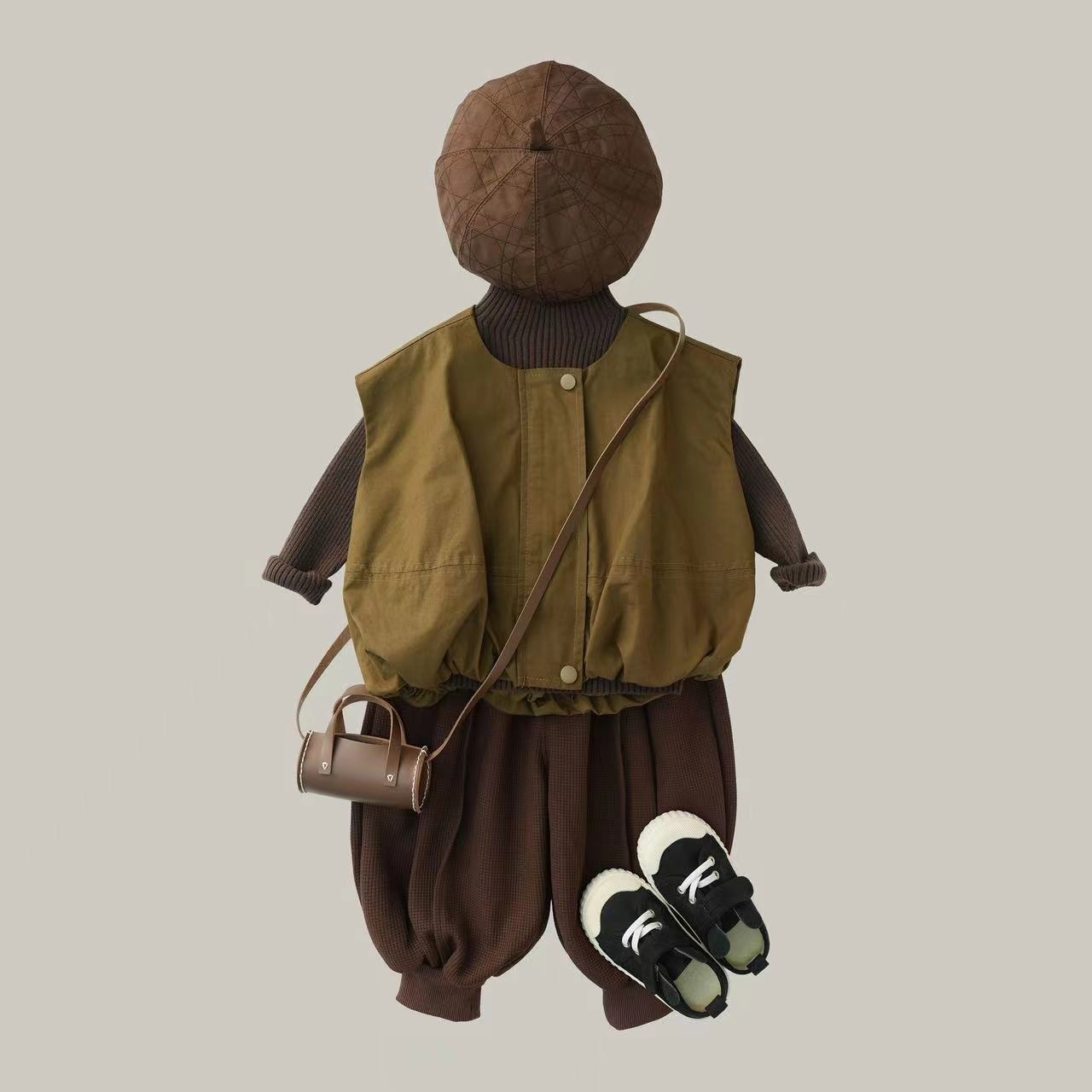 男女童时尚韩版洋气三件套2025春秋季新款复古外穿