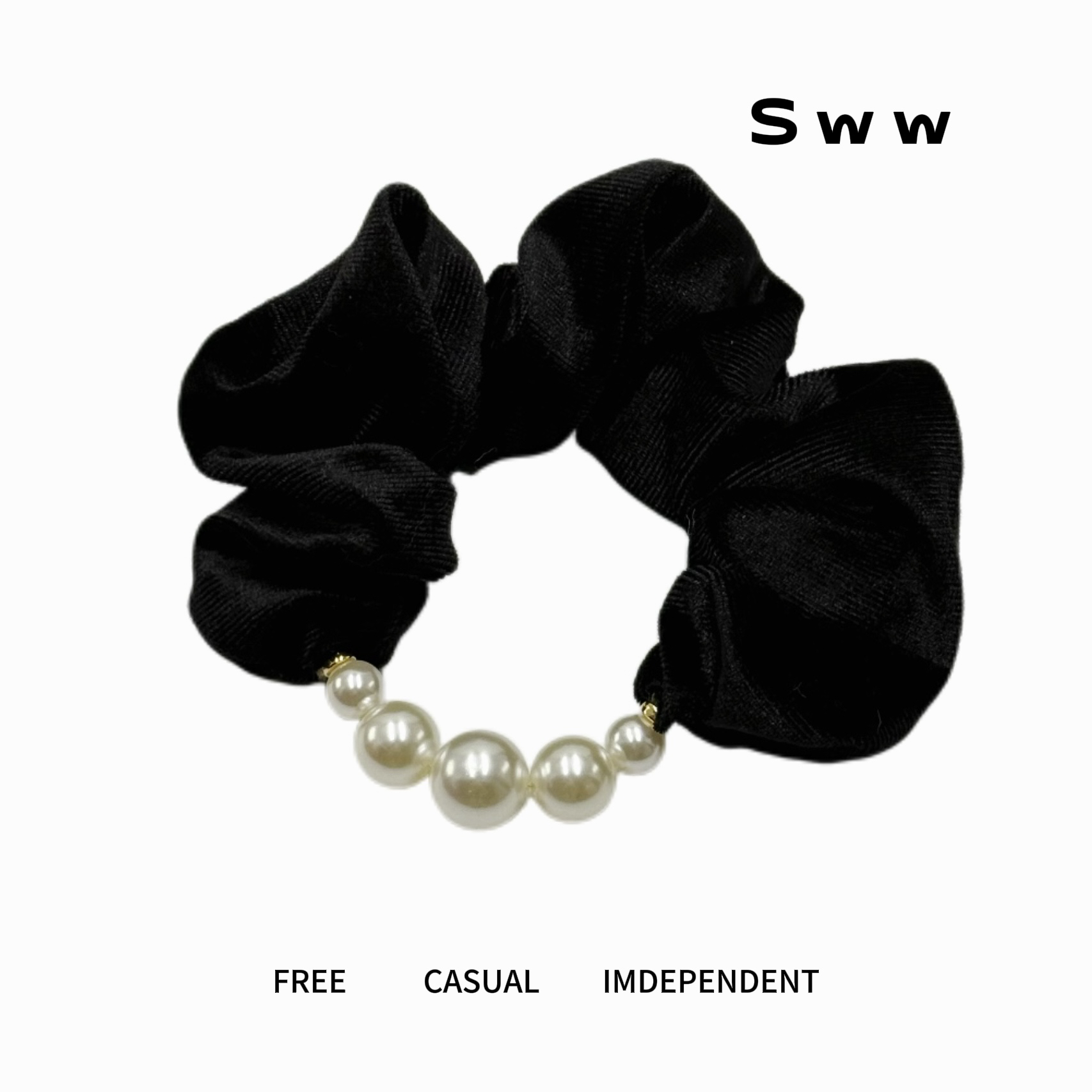 SWW珠珠拼接发圈褶皱大肠发圈高弹力耐用发圈