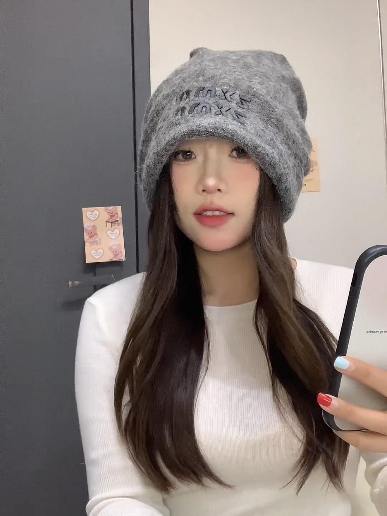 字母冷帽大头围显脸小百搭ins基础双层慵懒