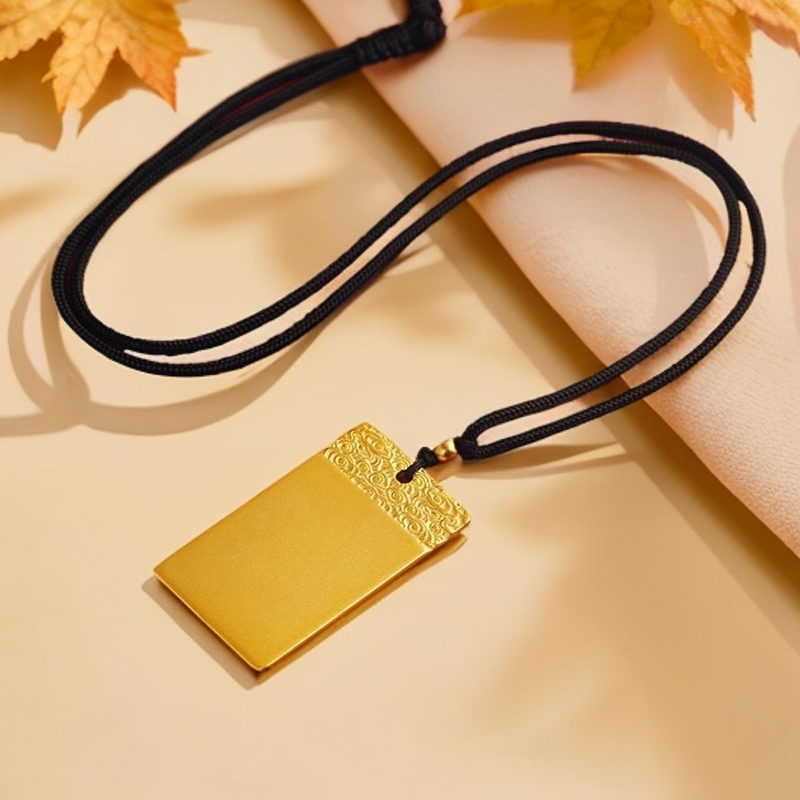 合金吊坠 古法平安无事牌宫廷风光面设计复古轻奢送礼佳选项链