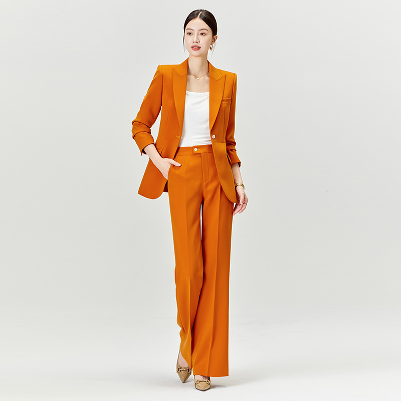 【时尚轻奢】橙色秋季西装套装女2025新款职业两件套英伦风西服套装